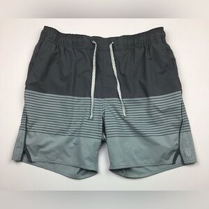 Men's Two-Tone Gray Athletic Swim Trunks
